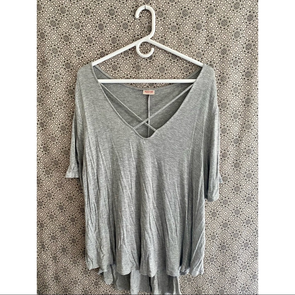 Gray Front Cross Straps Mossimo top